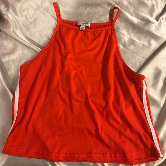 red halter top with 2 stripes on each side - Picture 1 of 3